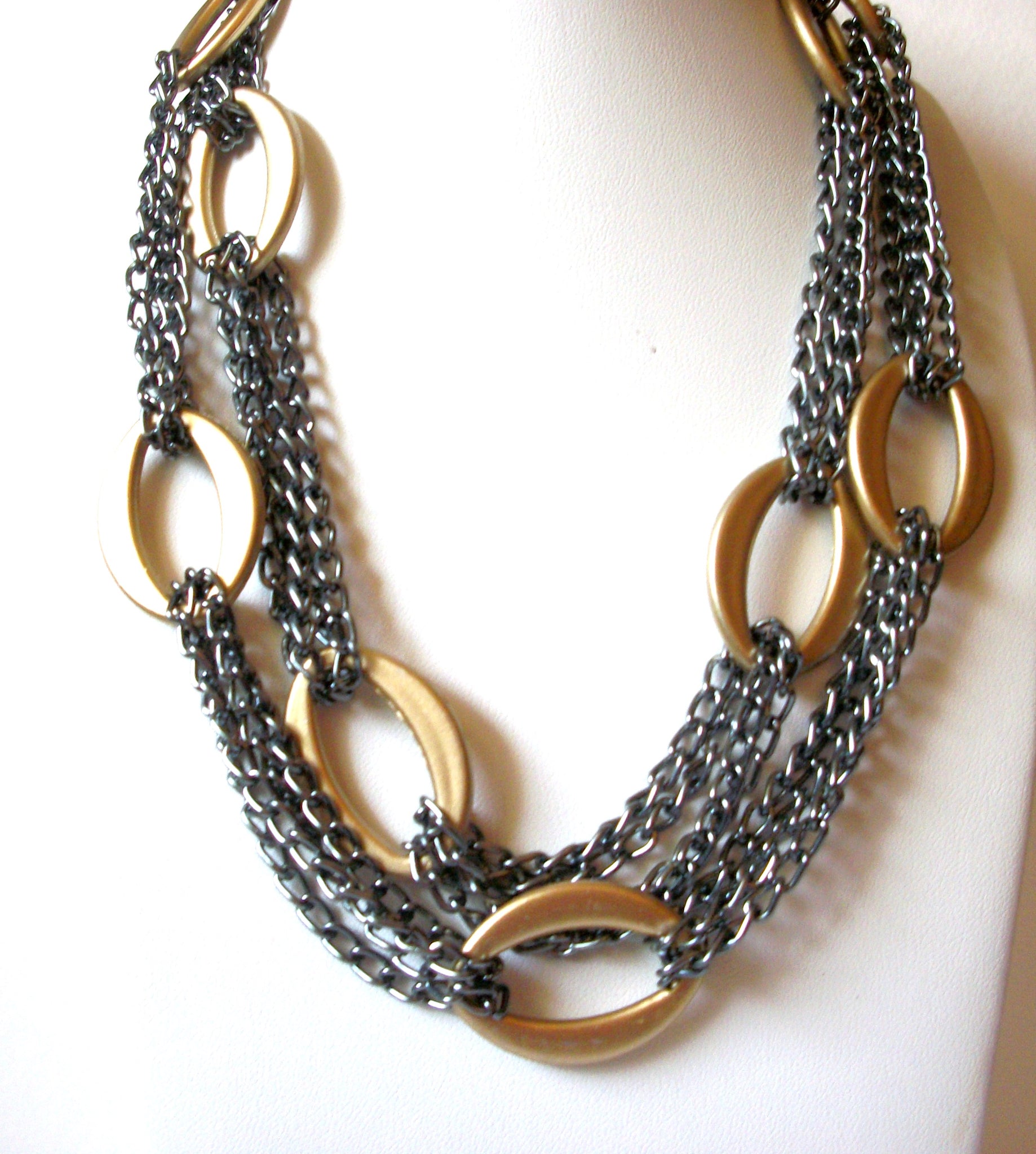 Retro Silver Gold Link Necklace 82020