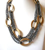 Retro Silver Gold Link Necklace 82020