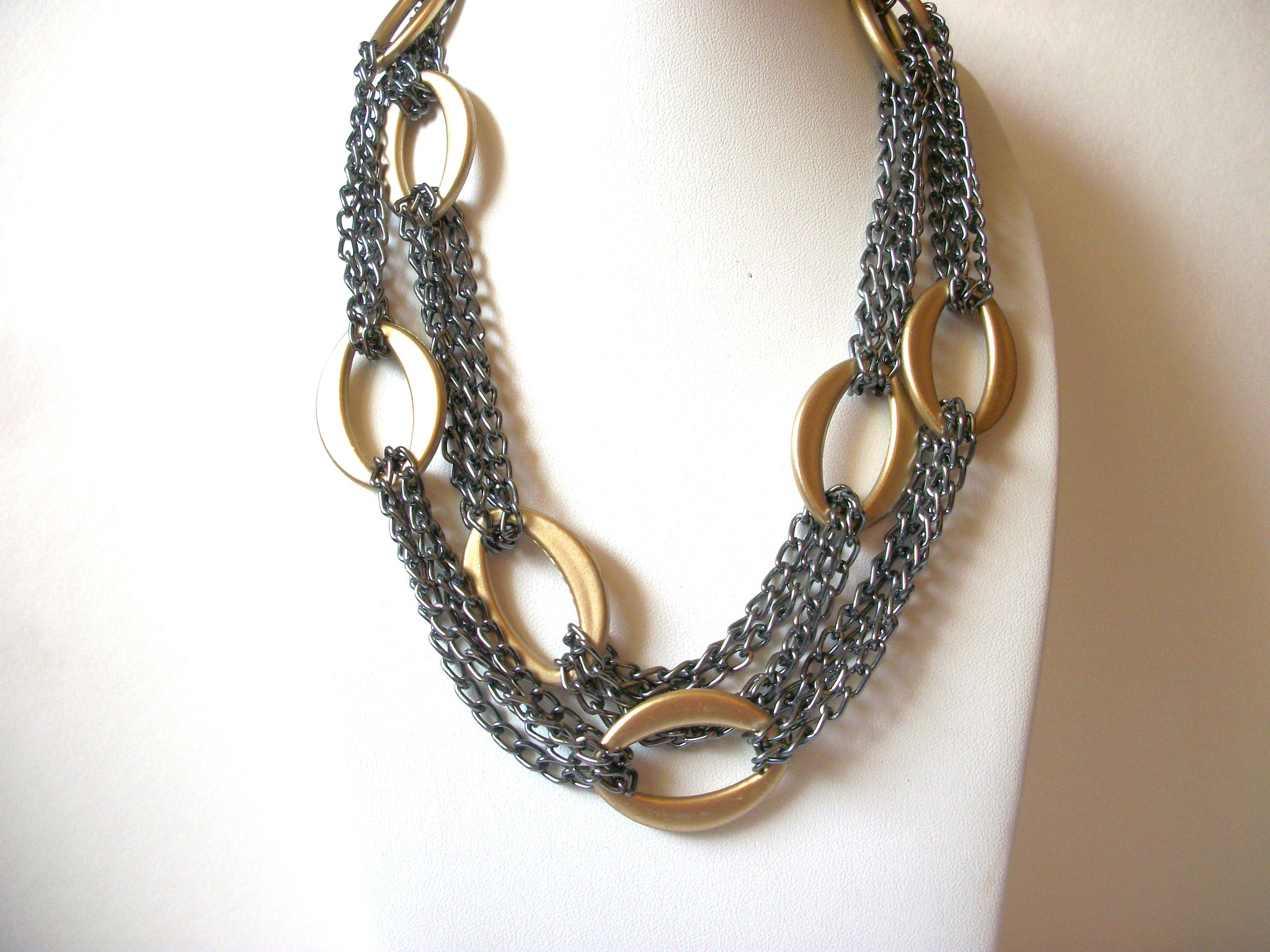 Retro Silver Gold Link Necklace 82020