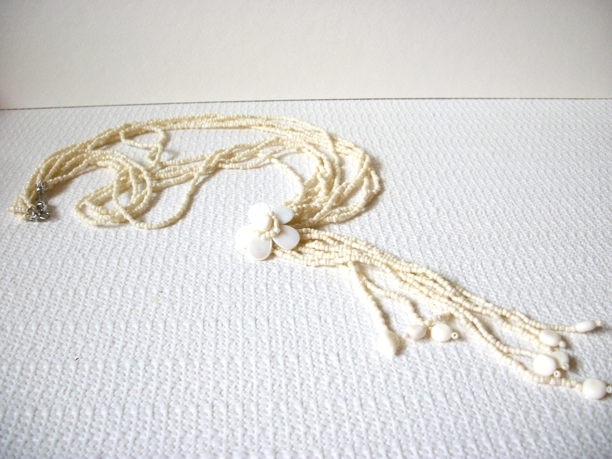 Vintage Glass Beads Tassel Necklace 82020