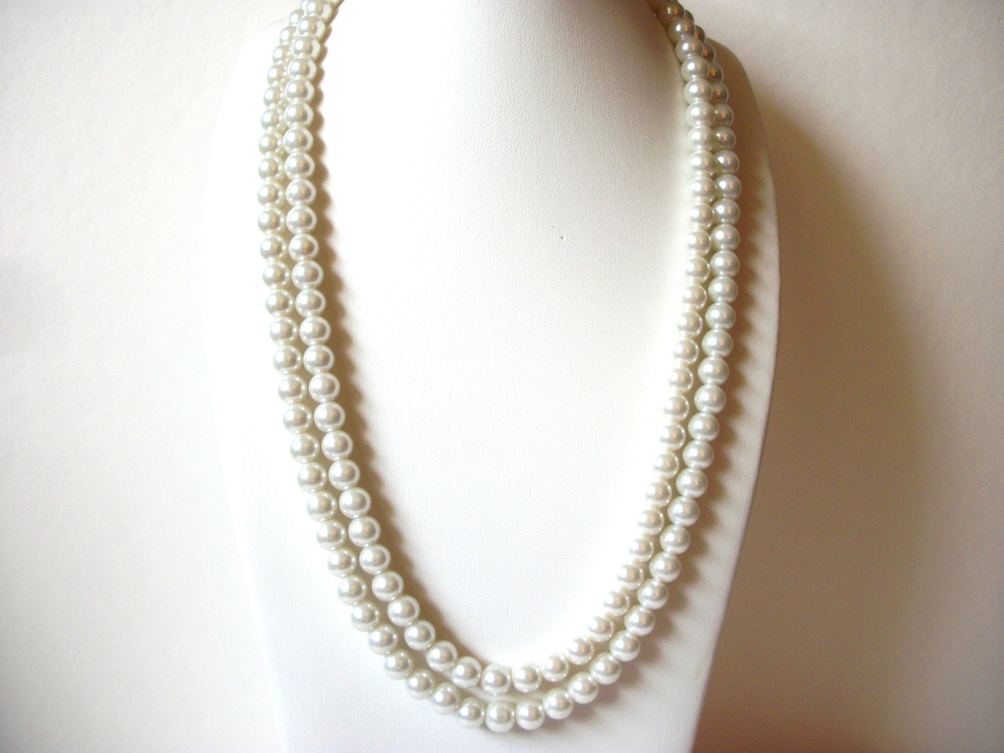 Vintage Long Glass Pearl Necklace 82020