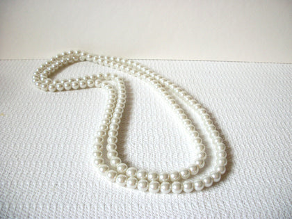 Vintage Long Glass Pearl Necklace 82020