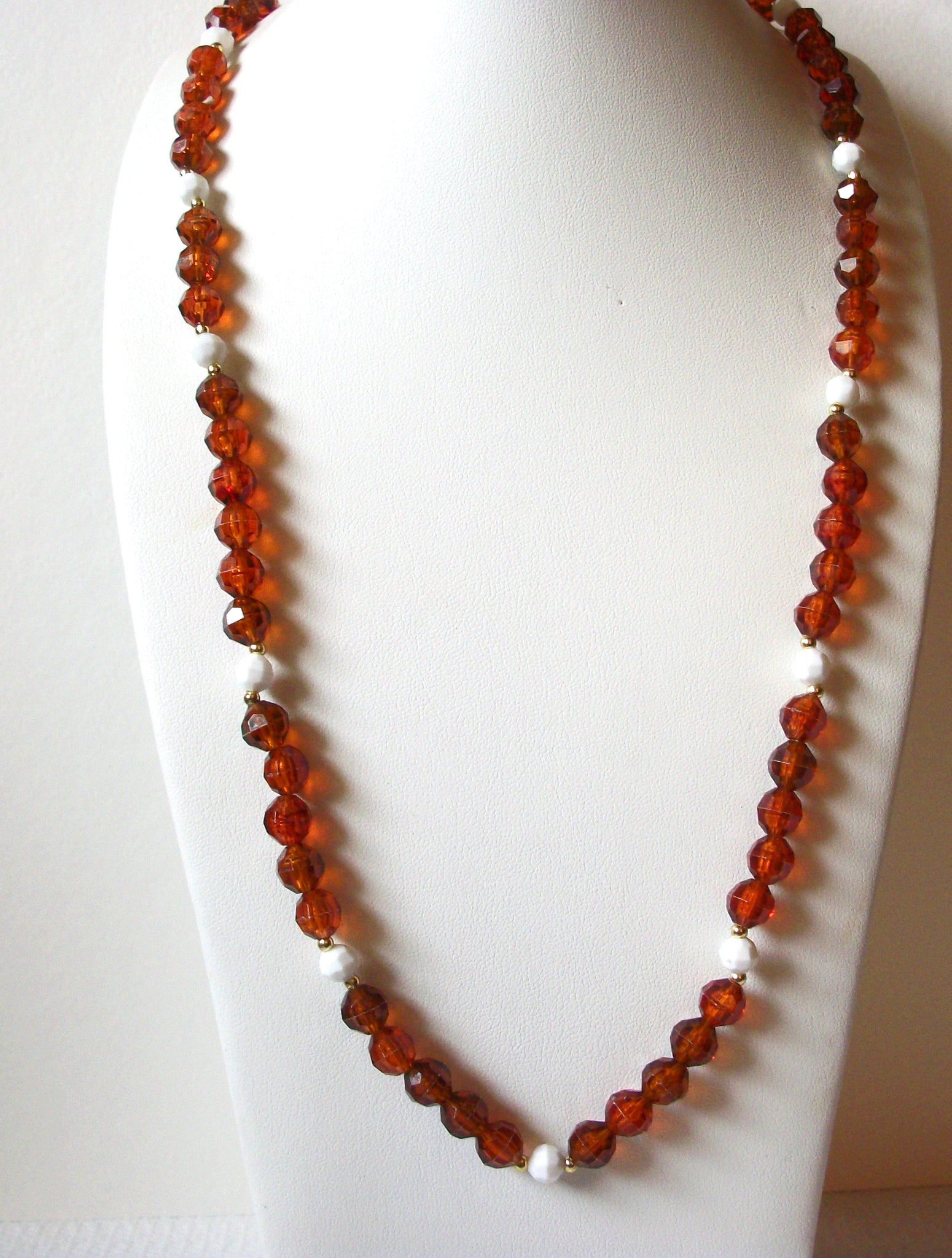 Vintage Long Amber White Necklace 82220