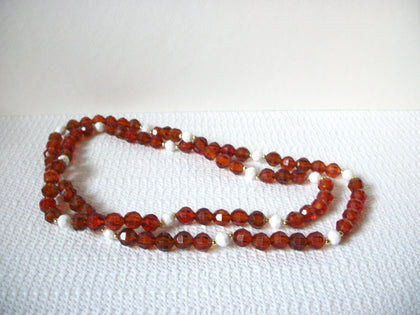 Vintage Long Amber White Necklace 82220