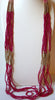 Vintage Glass Beads Fuchsia Pink Gold Necklace 82220