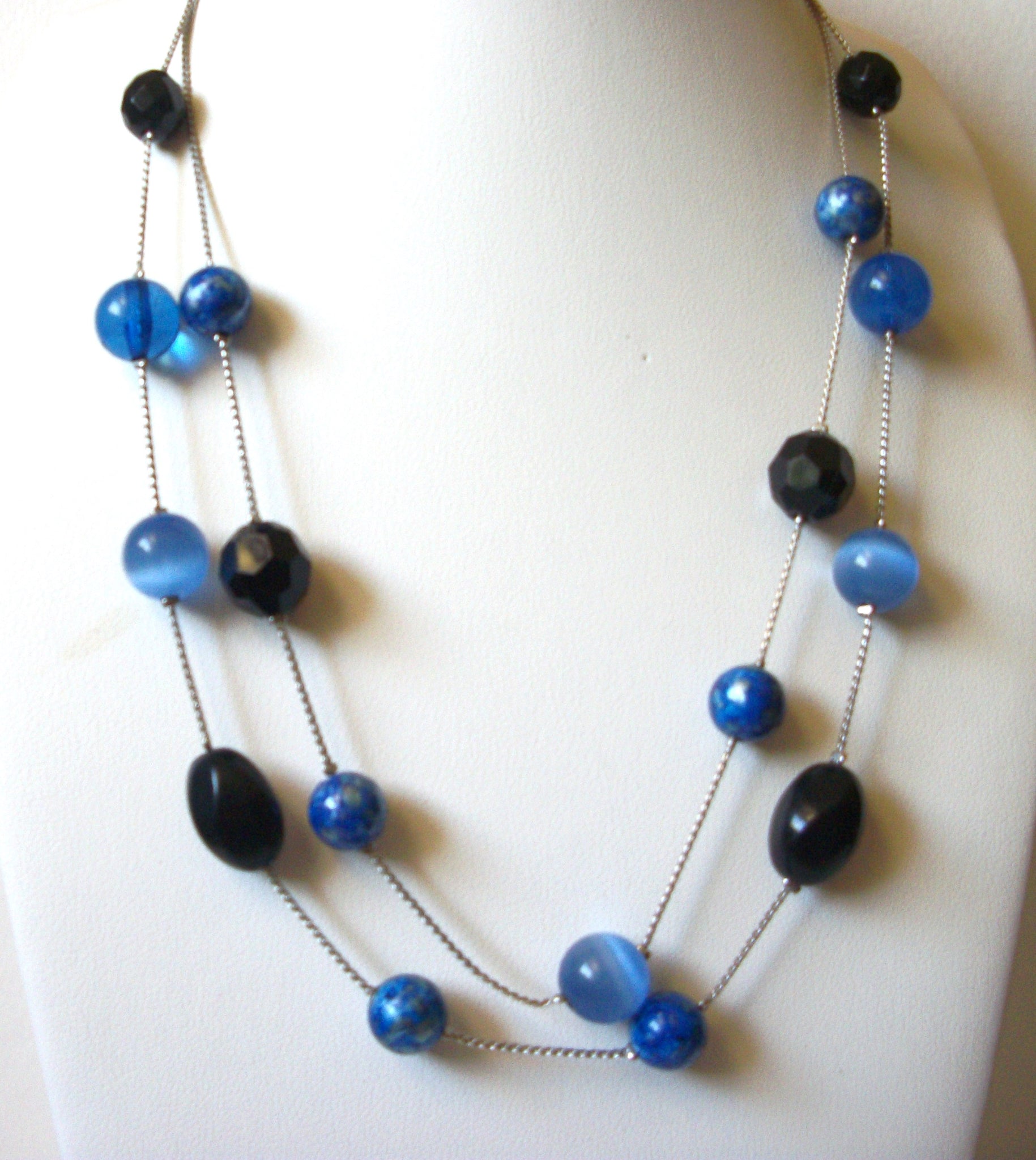Retro Silver Blue Necklace 82320