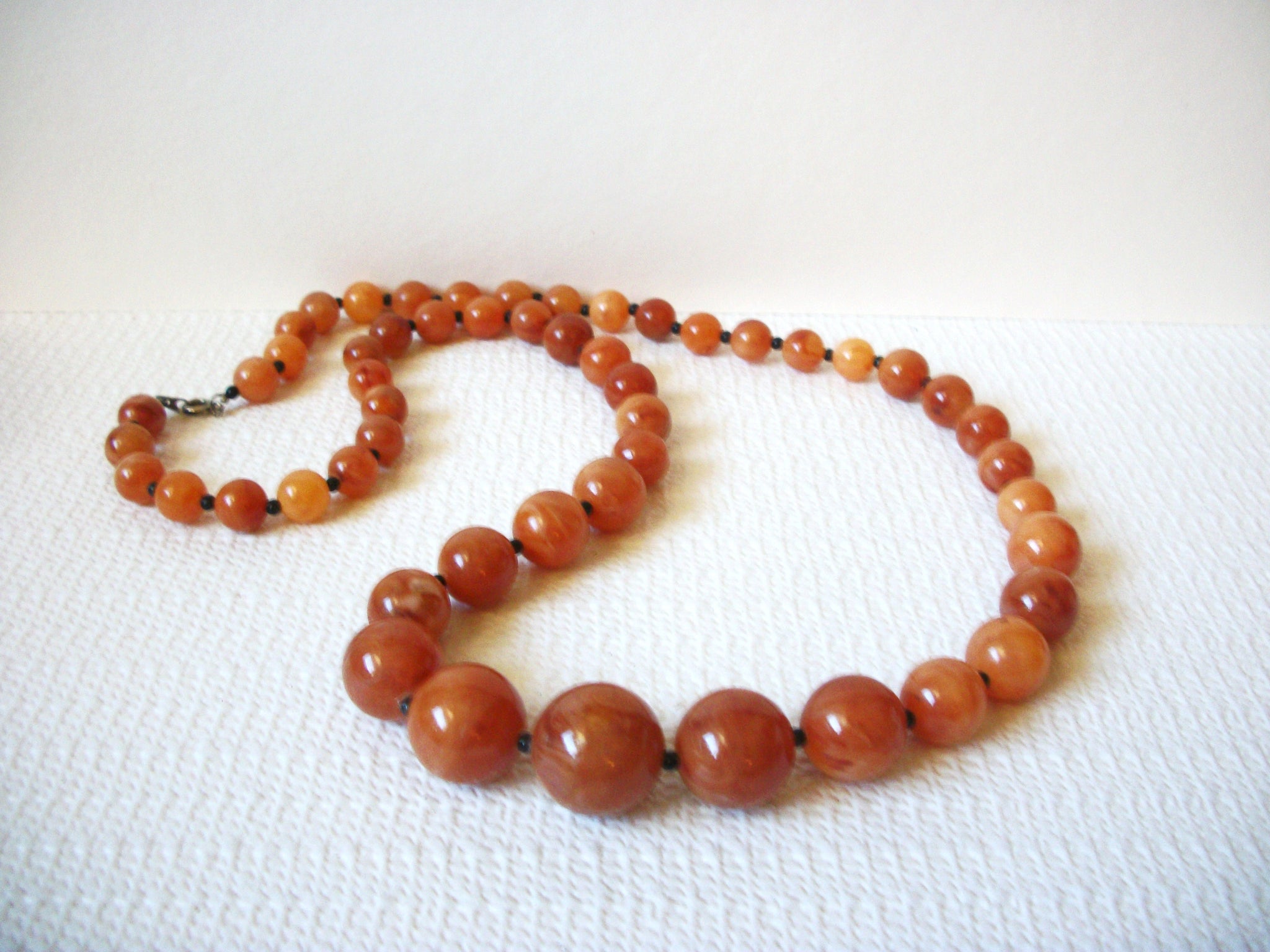 Vintage Amber Lucite Necklace 82520
