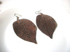 Retro Copper Toned Large Leaf Earrings 82520