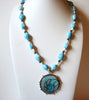Retro Blue White Stones Necklace 82620
