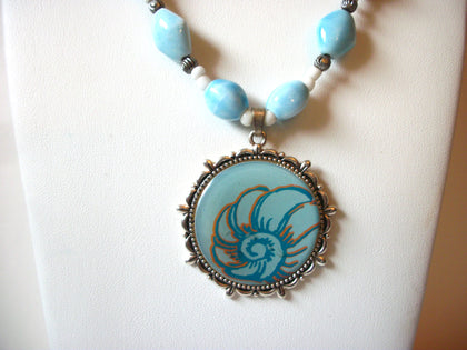 Retro Blue White Stones Necklace 82620