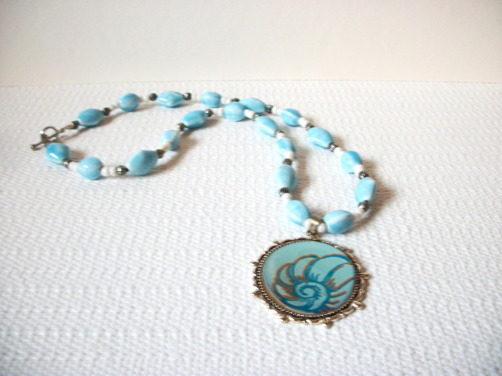 Retro Blue White Stones Necklace 82620