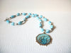 Retro Blue White Stones Necklace 82620