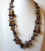 Bohemian Rustic Glass Tigers Eye Shell Necklace 82920