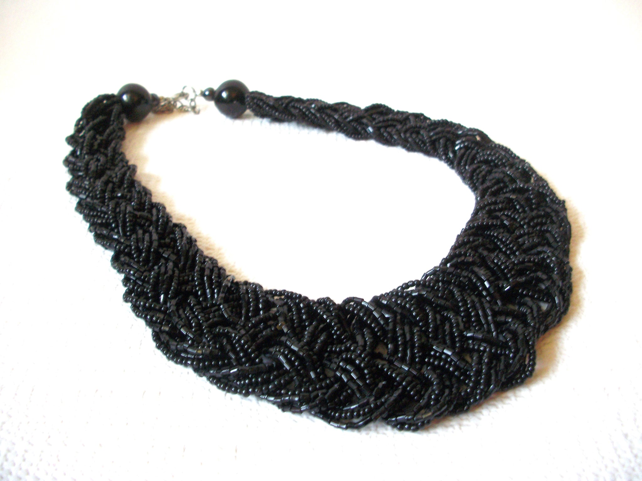 Vintage Hand Woven Glass Collar Necklace 83020