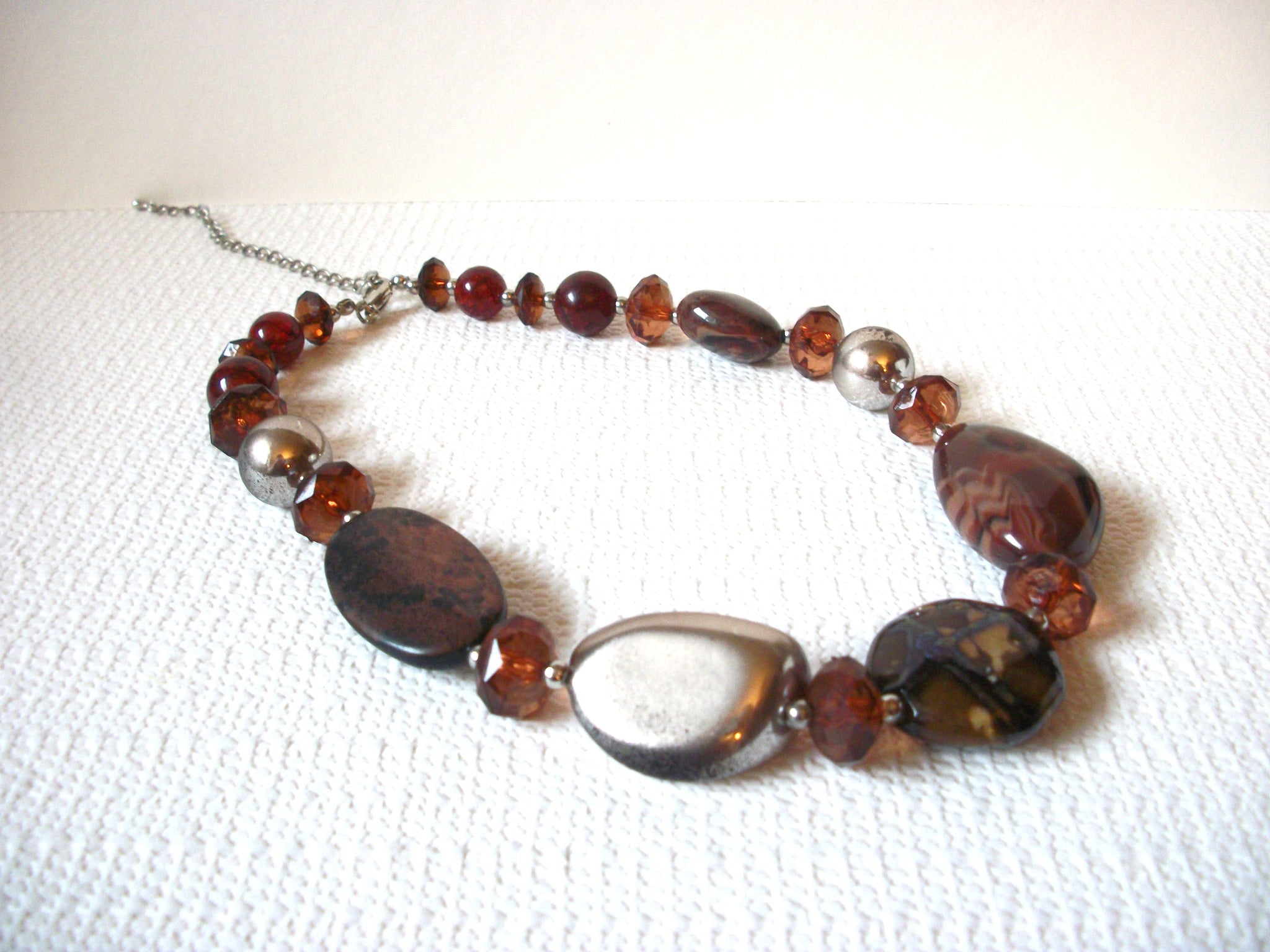 Bohemian Brown Silver Vintage Necklace 90120