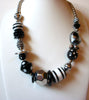 Retro Chunky Silver White Black Necklace 90220