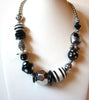 Retro Chunky Silver White Black Necklace 90220