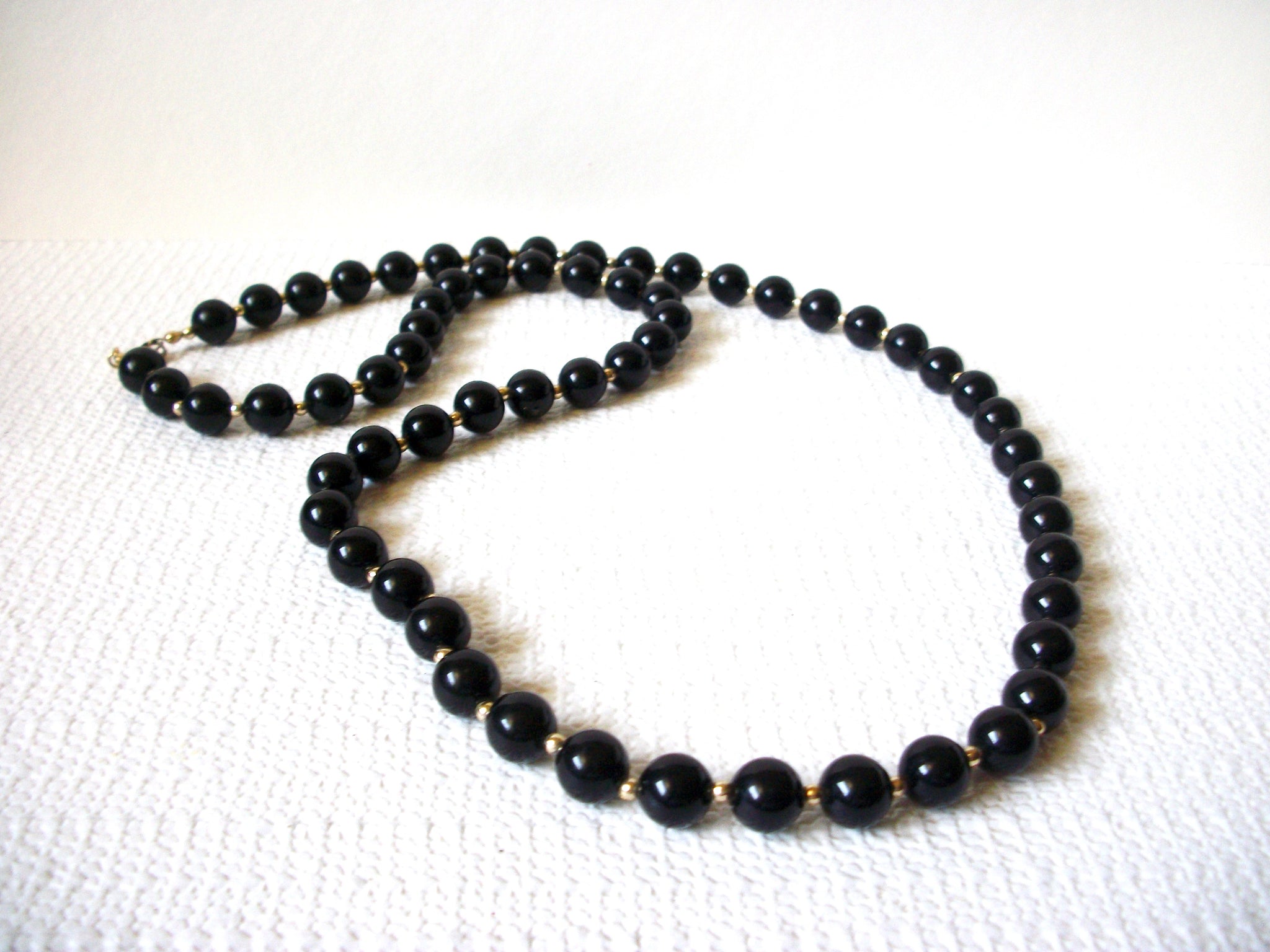 Retro Black Gold Long Necklace 90920