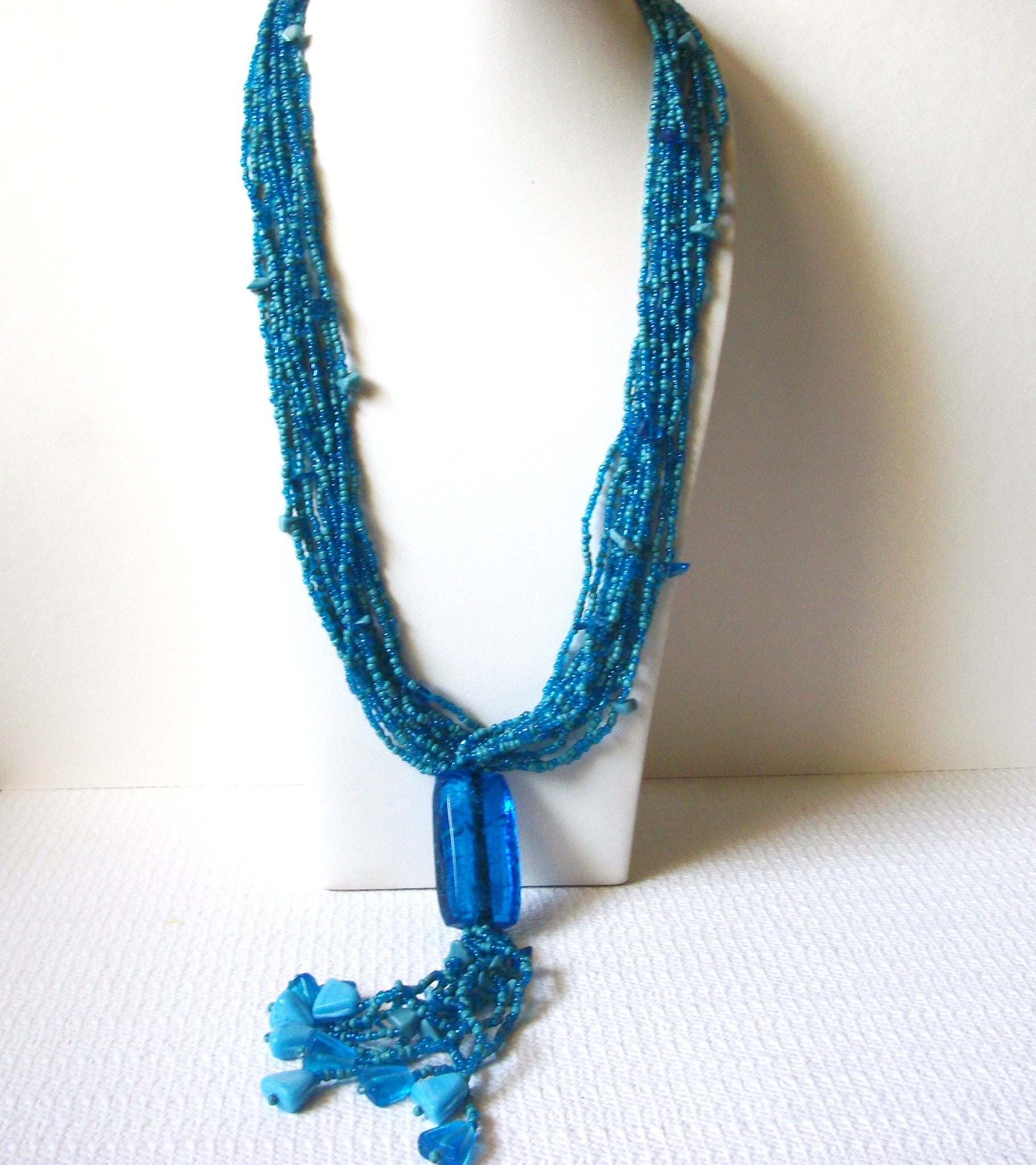 Vintage Long Glass Beads Tassel Necklace 90820
