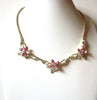 Vintage Gold Pink Rhinestone Necklace 91220