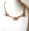 Vintage Gold Pink Rhinestone Necklace 91220