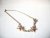 Vintage Gold Pink Rhinestone Necklace 91220