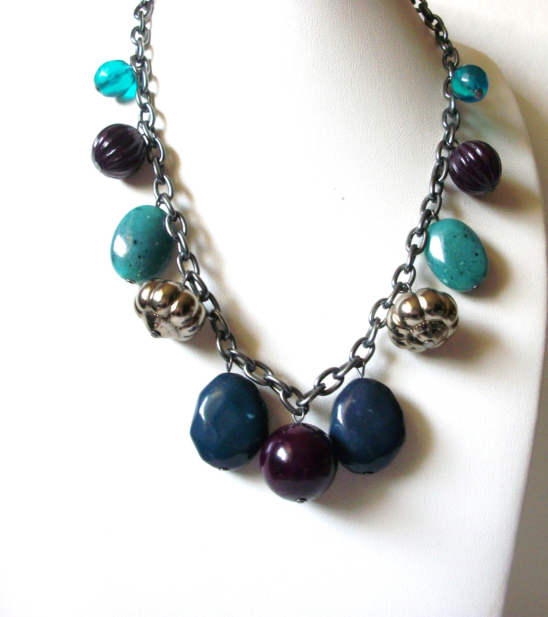 Retro Silver Blue Necklace 91420
