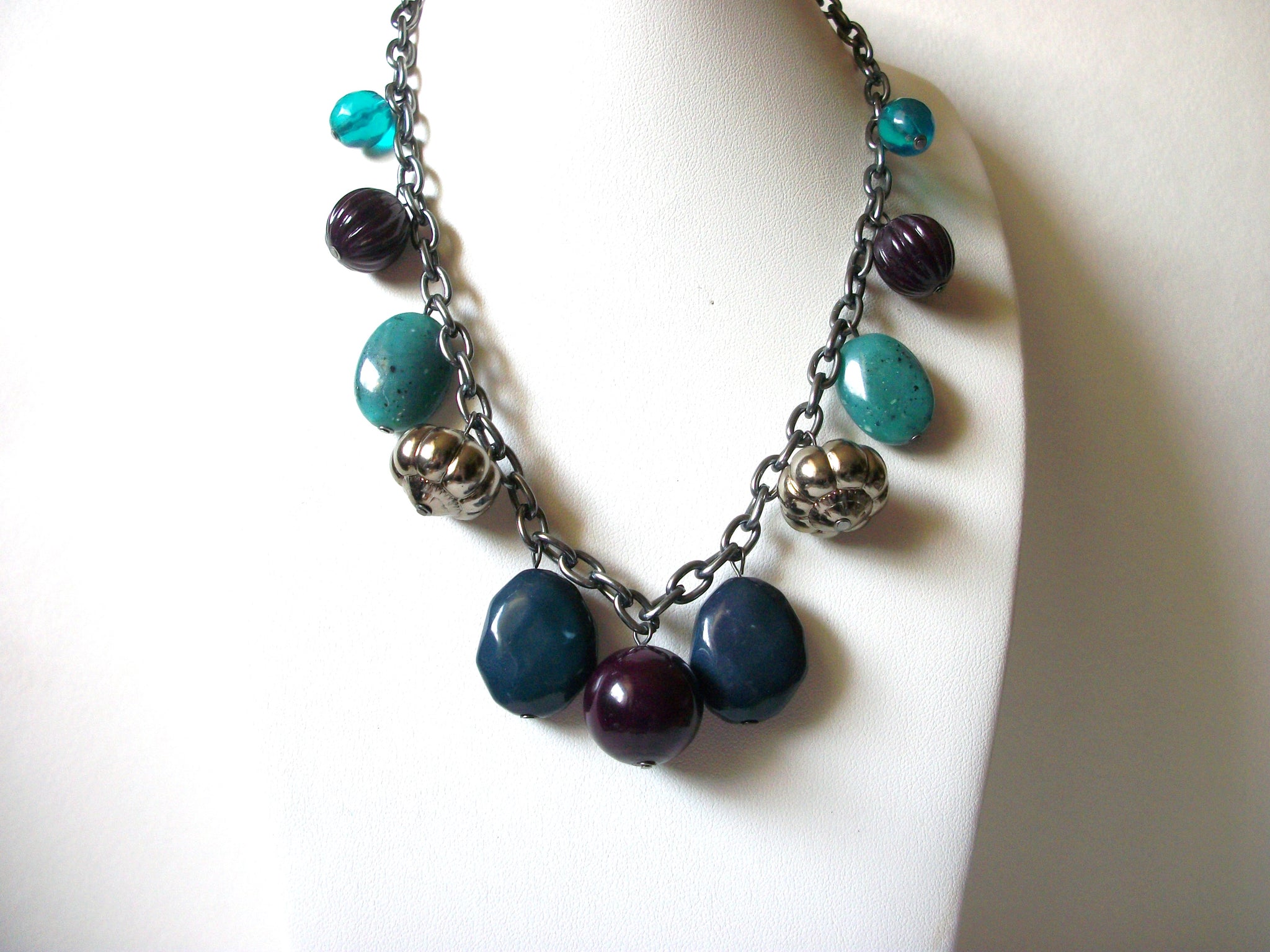 Retro Silver Blue Necklace 91420