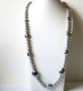 Retro Silver Grey Glass Necklace 91420
