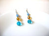 Retro Blue Gold Dangle Glass Earrings 91320