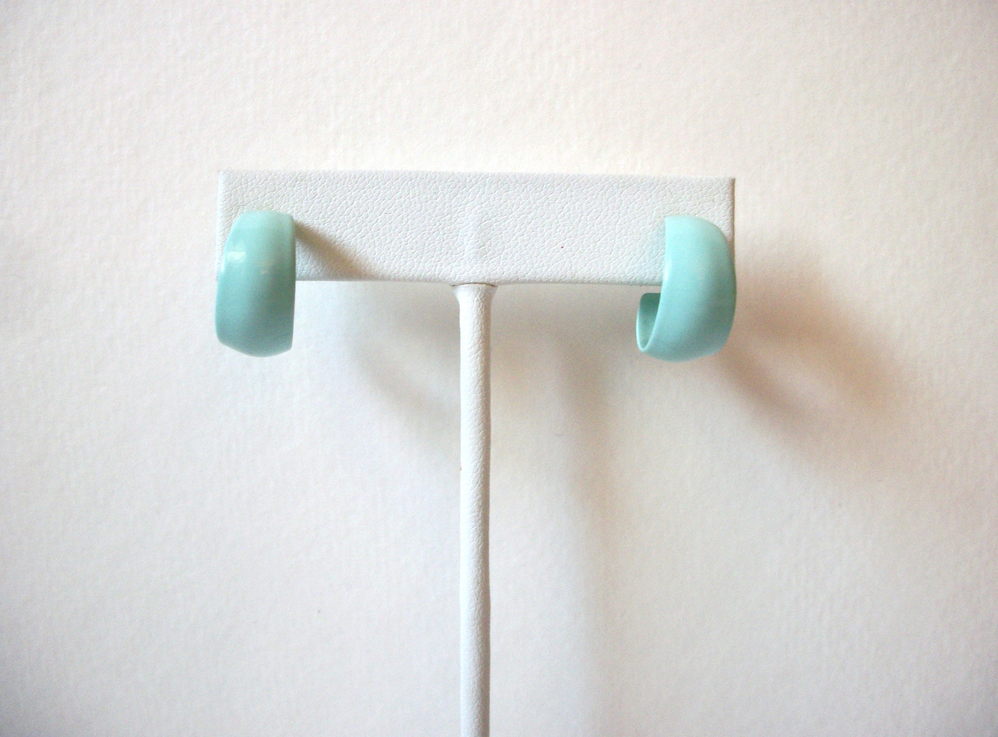 Retro Pastel Blue Enameled Earrings 91320