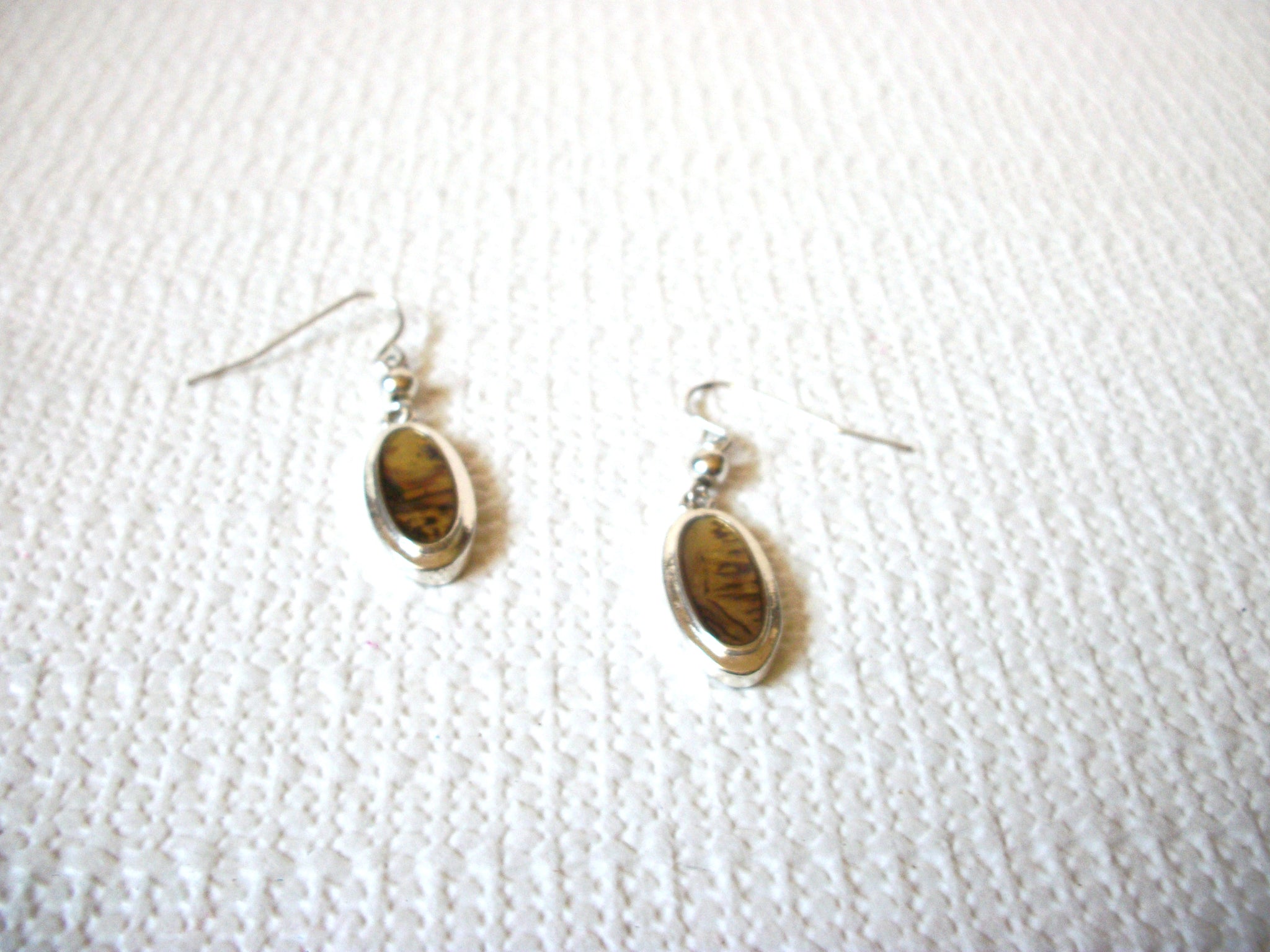 Retro Paua Abalone Silver Toned Dangle Earrings 91420