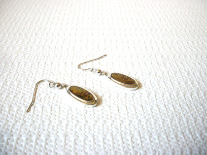 Retro Paua Abalone Silver Toned Dangle Earrings 91420