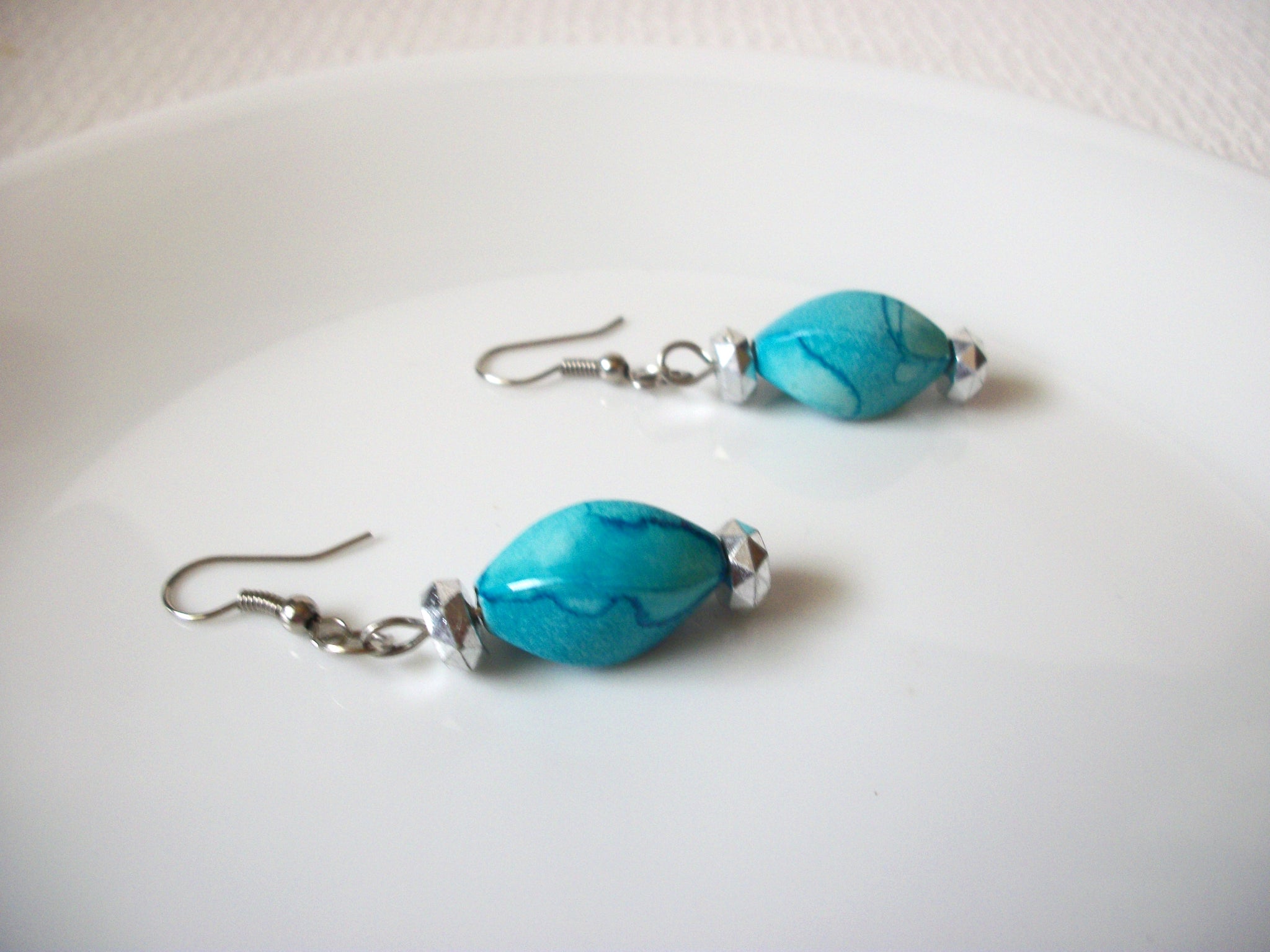 Retro Blue Dangle Earrings 91520