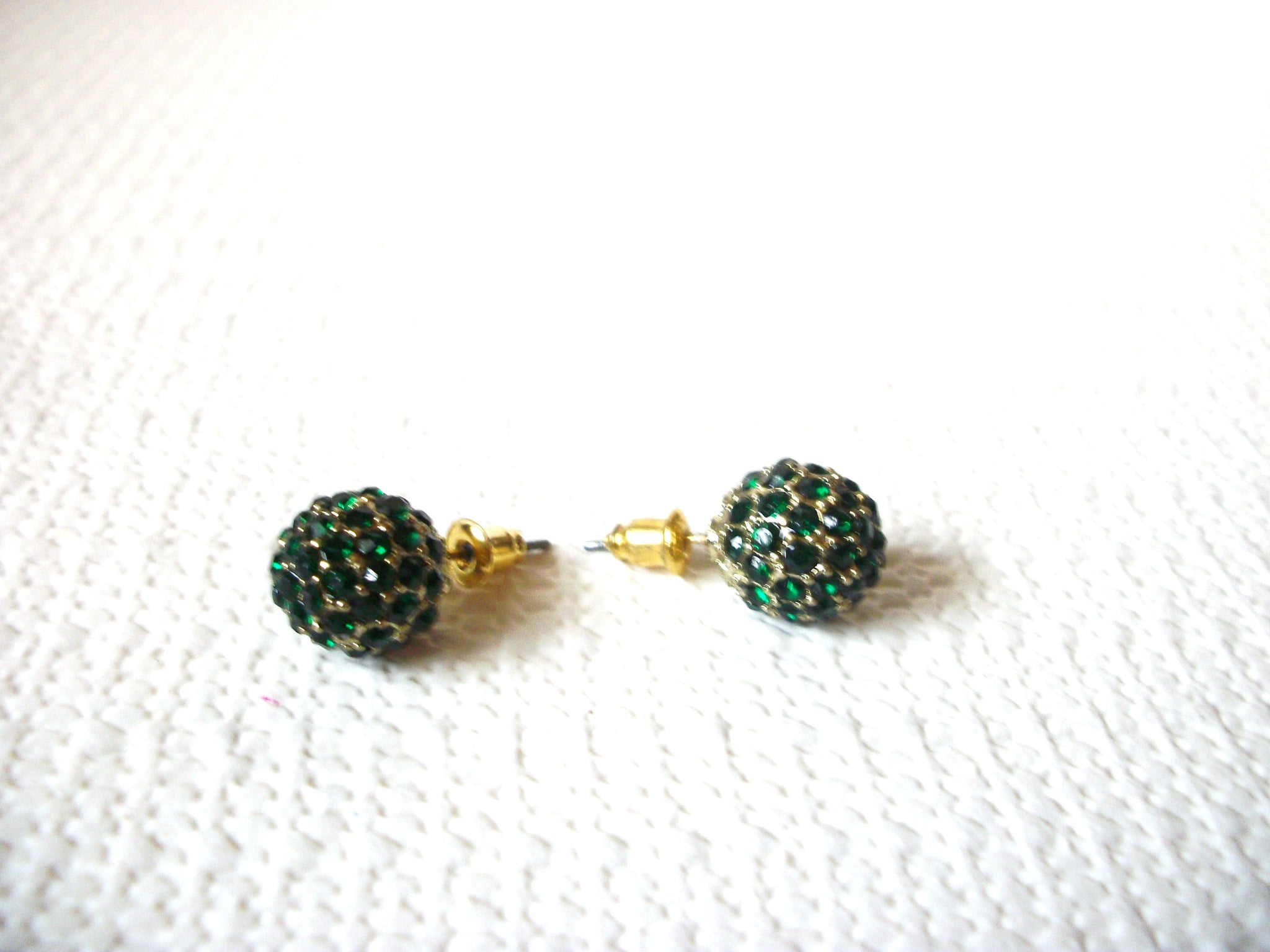 Retro Gold Green Rhinestone Earrings 91520