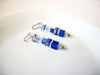 Retro Clear Blue Czech Glass Earrings 91520