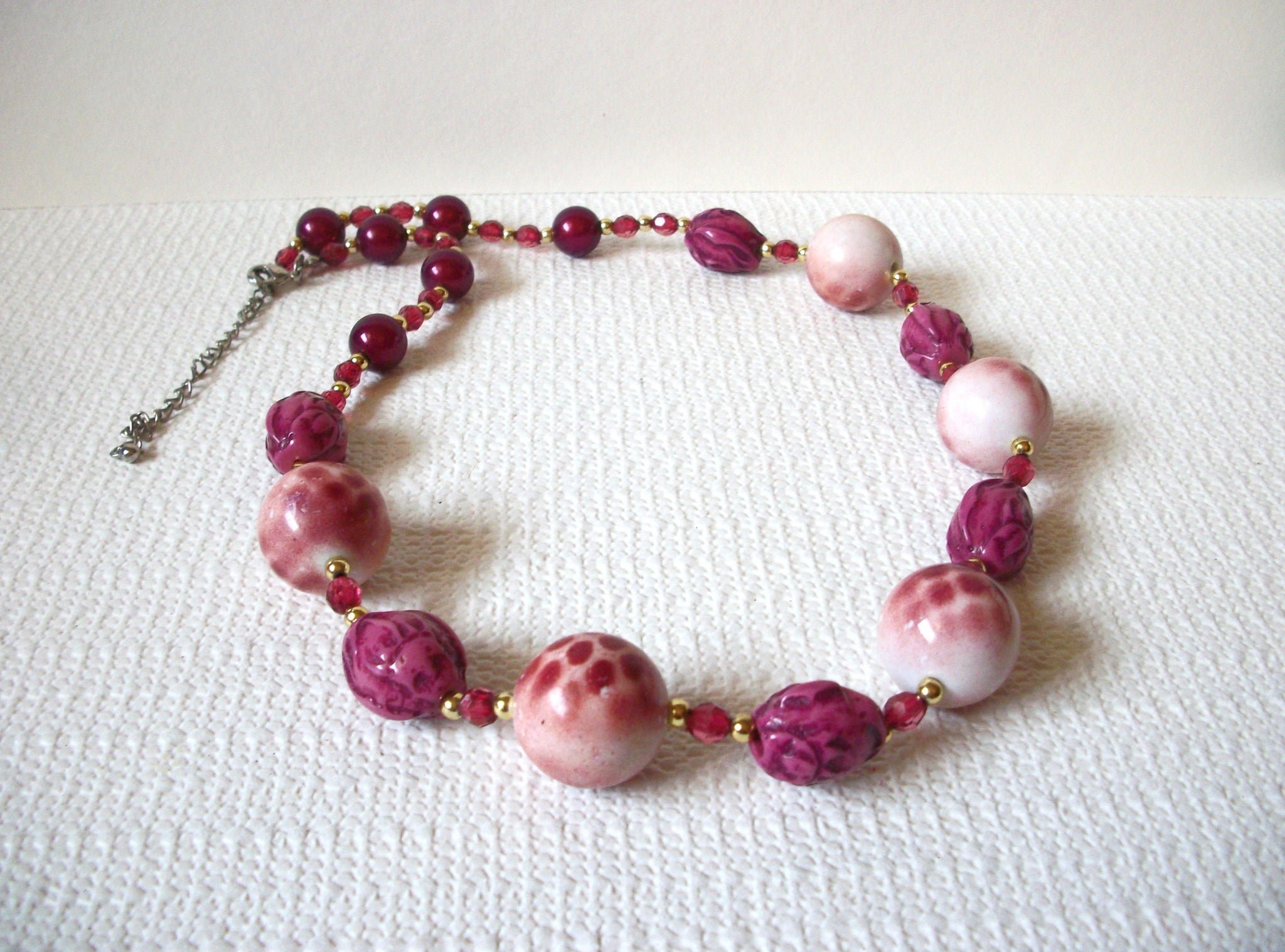 Vintage Fuchsia Plum Necklace 91720