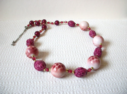 Vintage Fuchsia Plum Necklace 91720