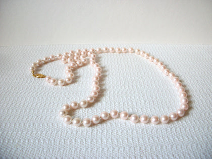 Vintage Pale Pink Glass Pearl Necklace 91720