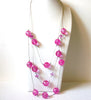 Retro Silver Pink Long Layered Necklace 92020