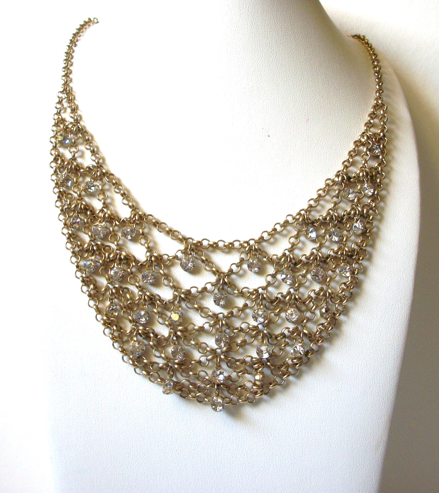 Vintage Rhinestones Bib Necklace 92020