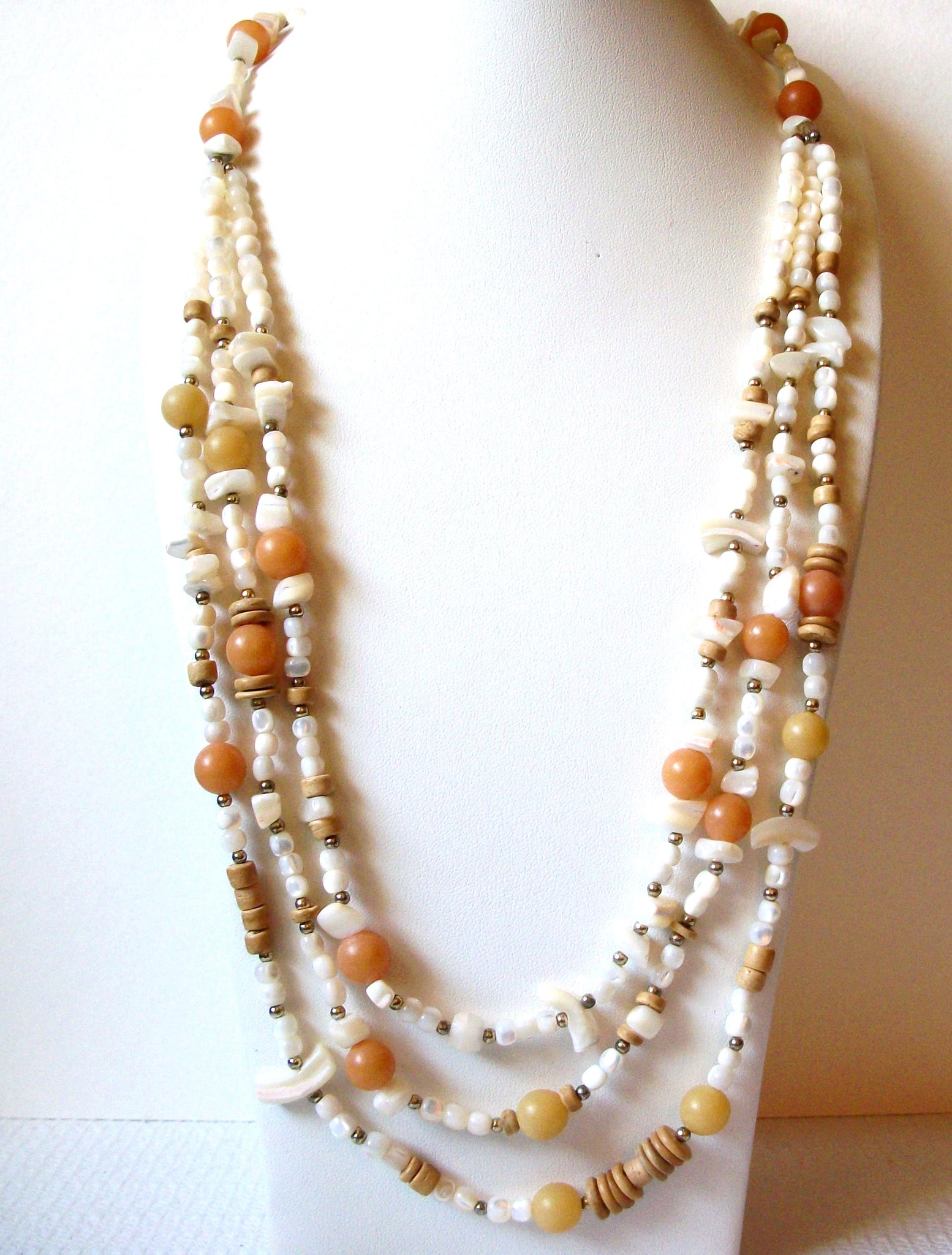 Vintage Glass Shell Lucite Necklace 92120