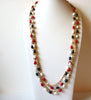 Retro Blue White Red Gold Long Necklace 92120