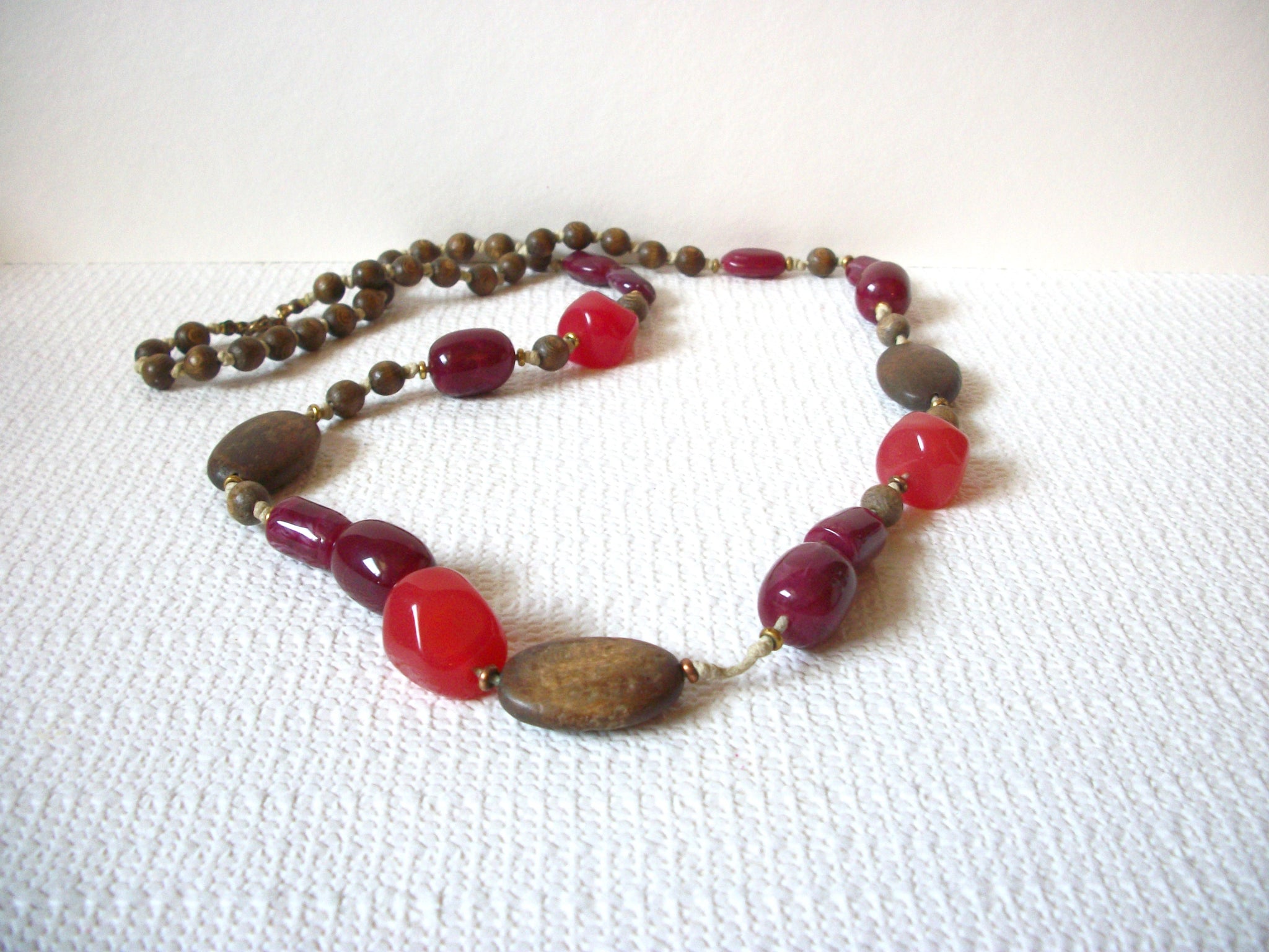 Retro Orange Brown White Necklace 92220