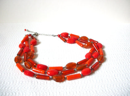 Vintage Orange Glass Necklace 92220