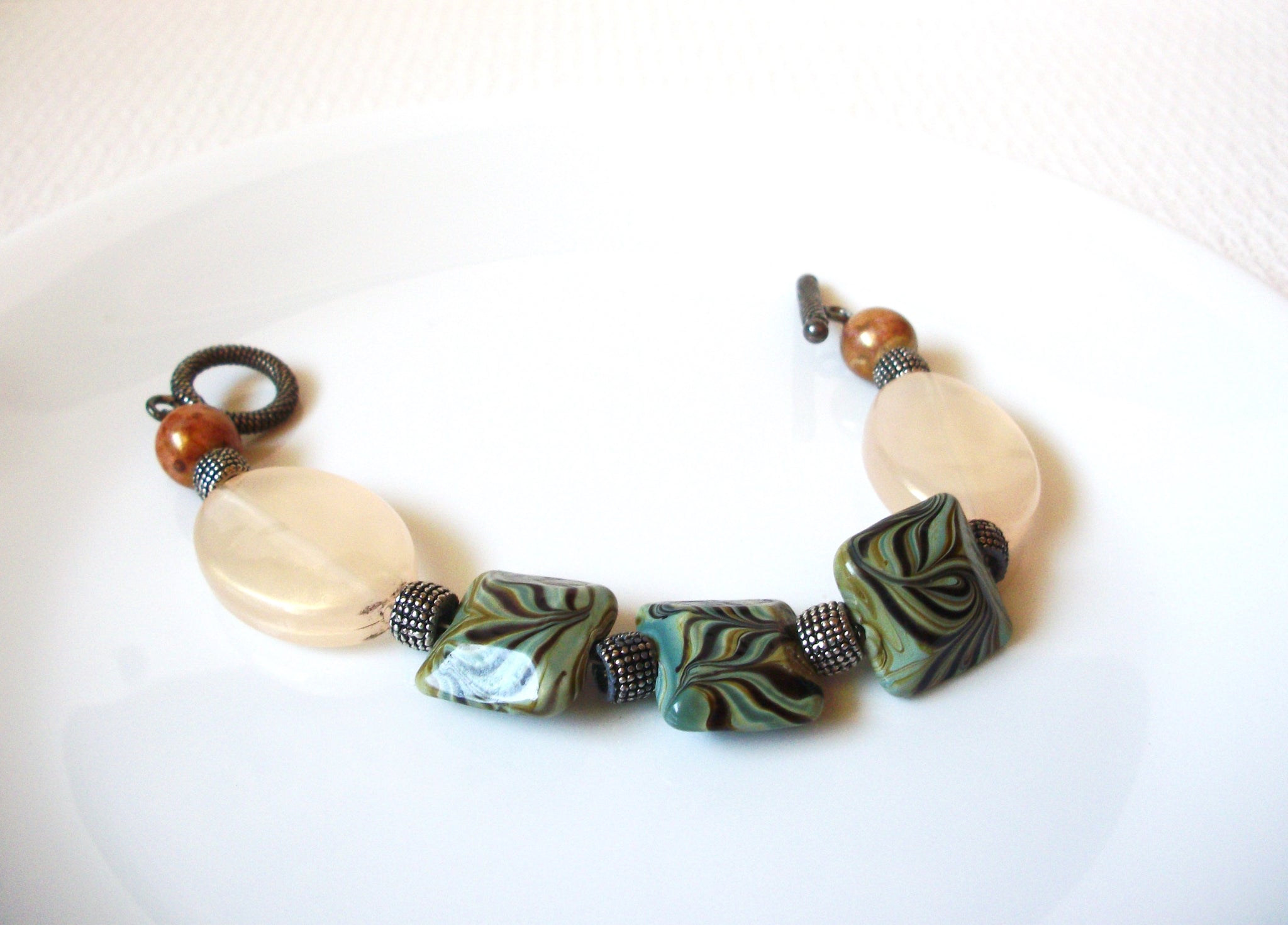 Vintage Rose Quartz African Jasper Bracelet 92320