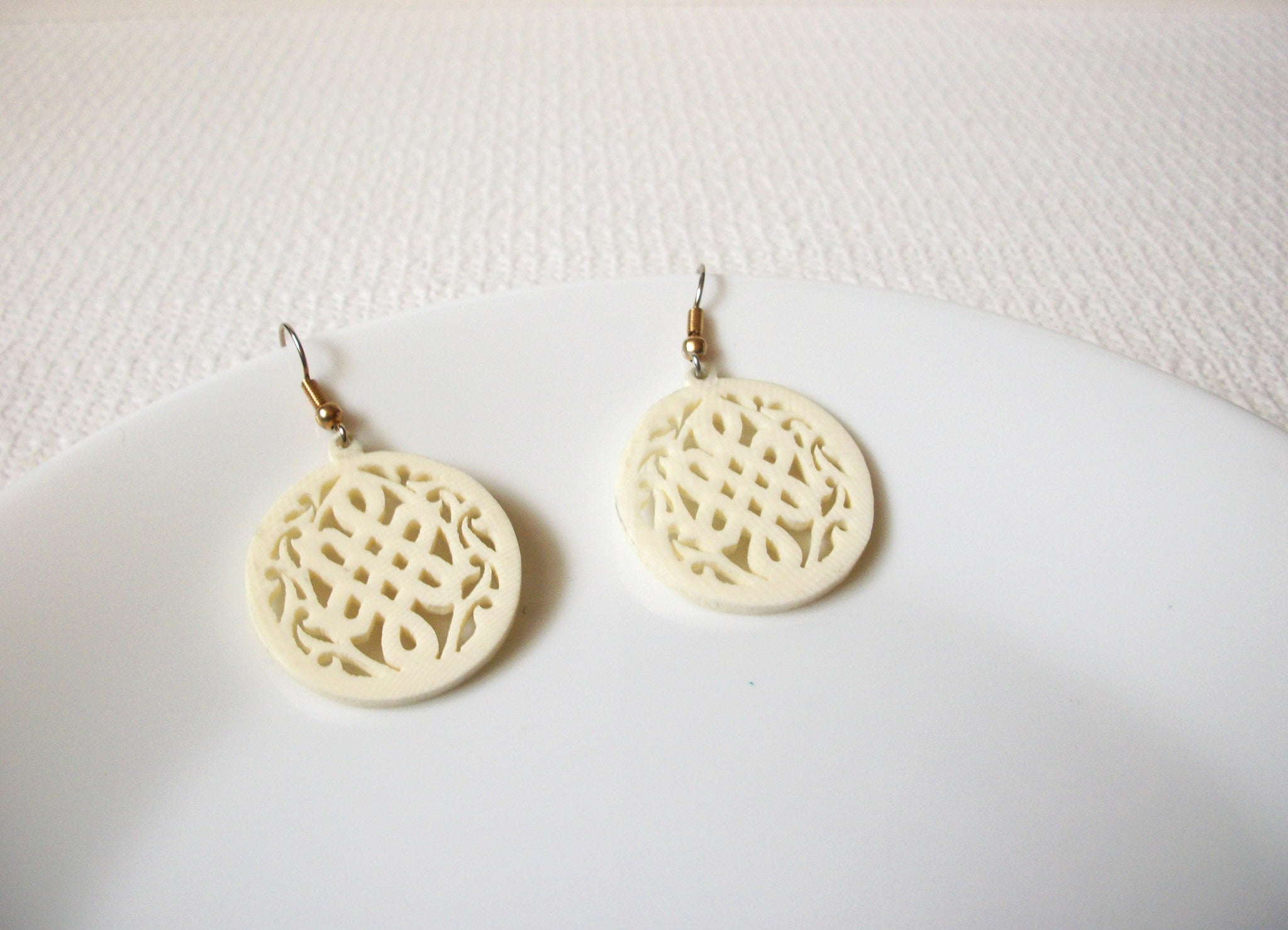 Vintage White Celluloid Earrings 92420