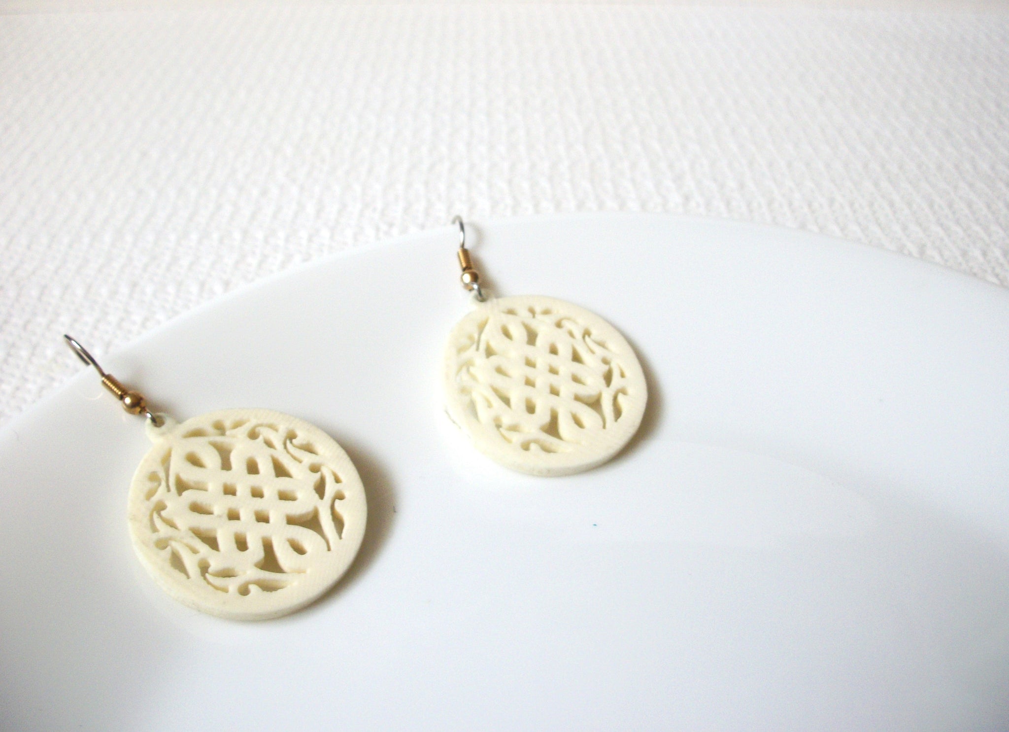 Vintage White Celluloid Earrings 92420