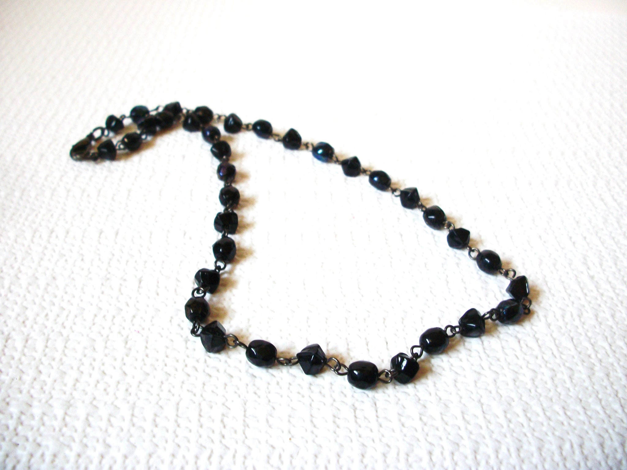 Vintage Black Glass Necklace 92420