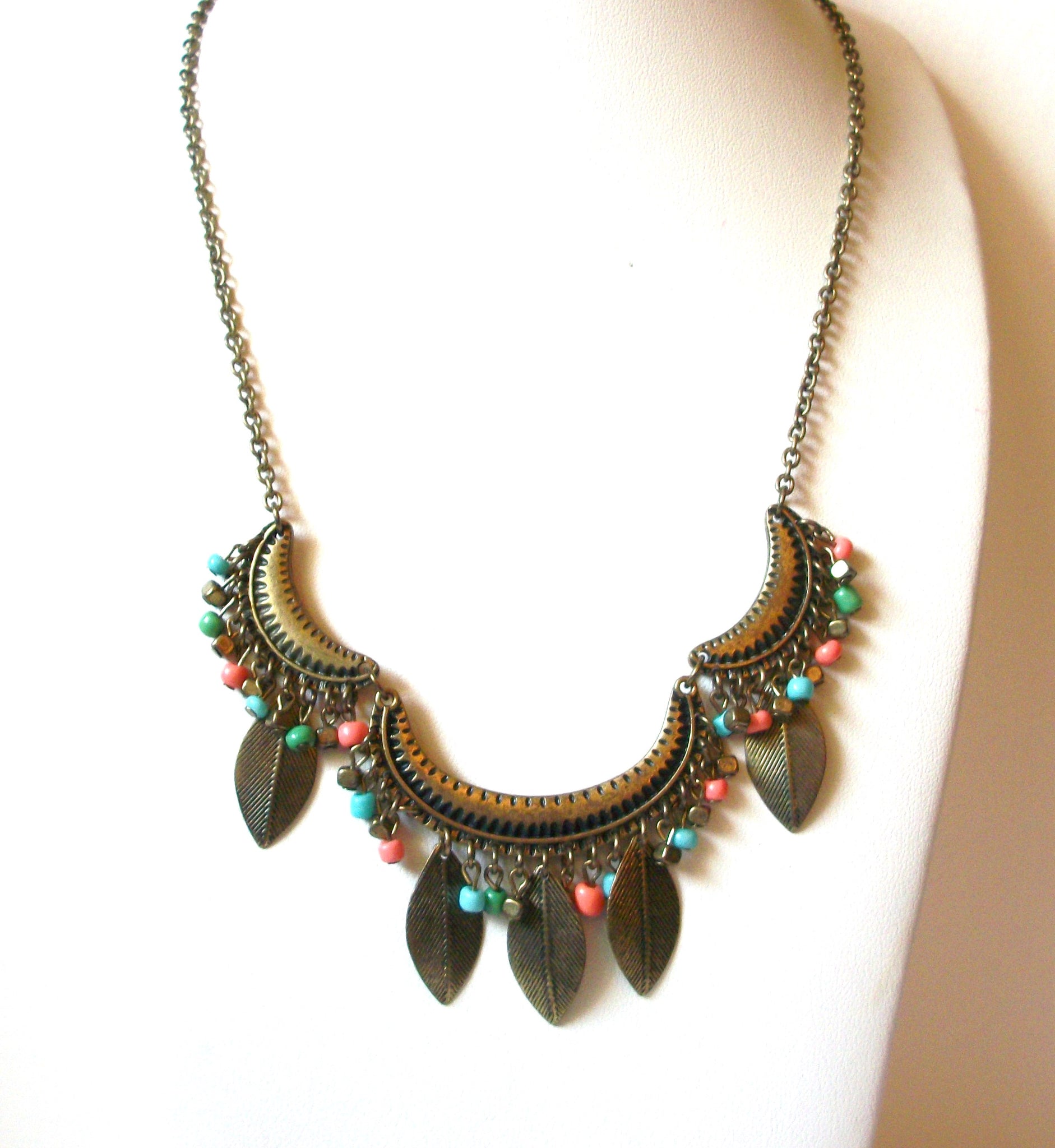 Vintage Bejeweled Brass Necklace 92420